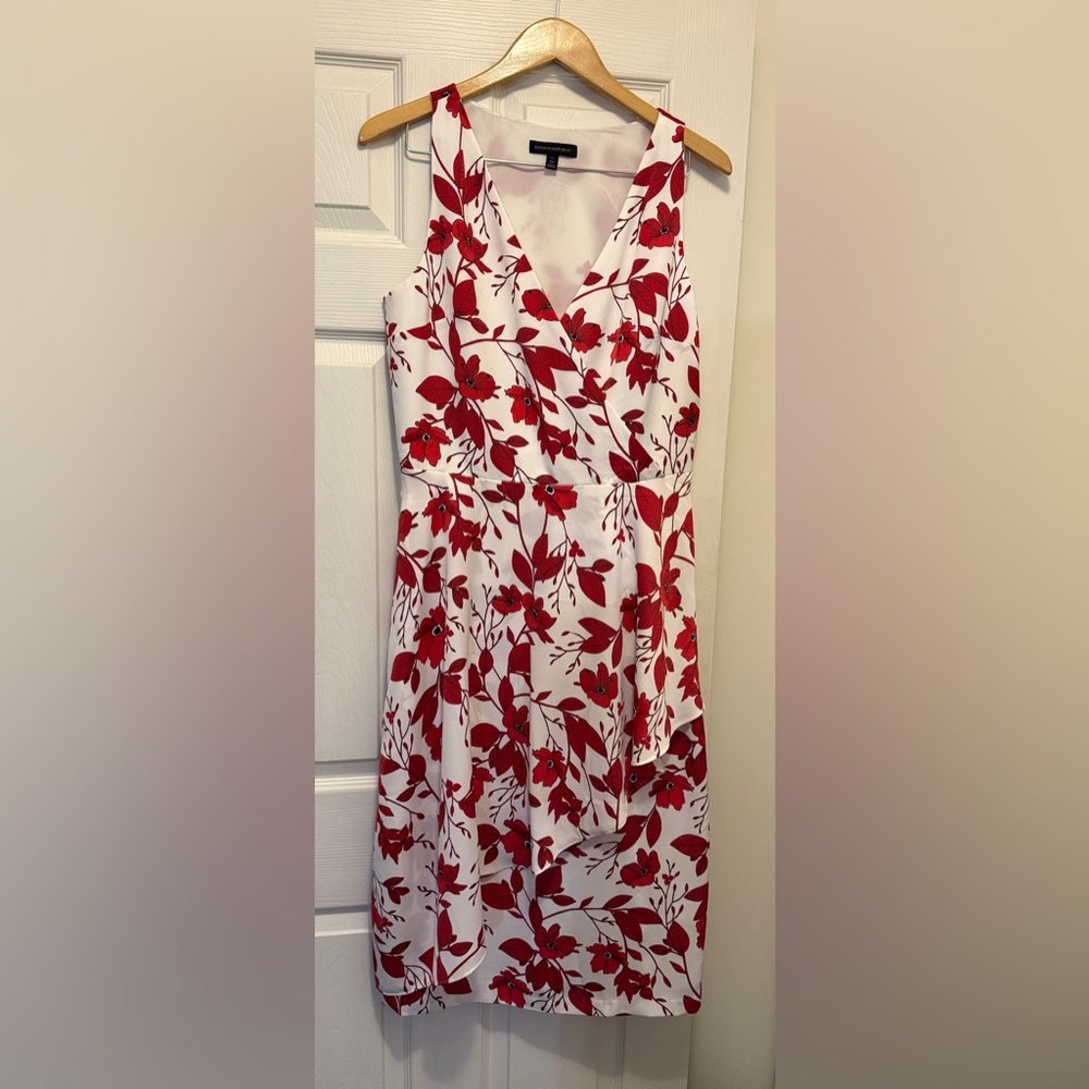Banana Republic Red and White A-Line Dress